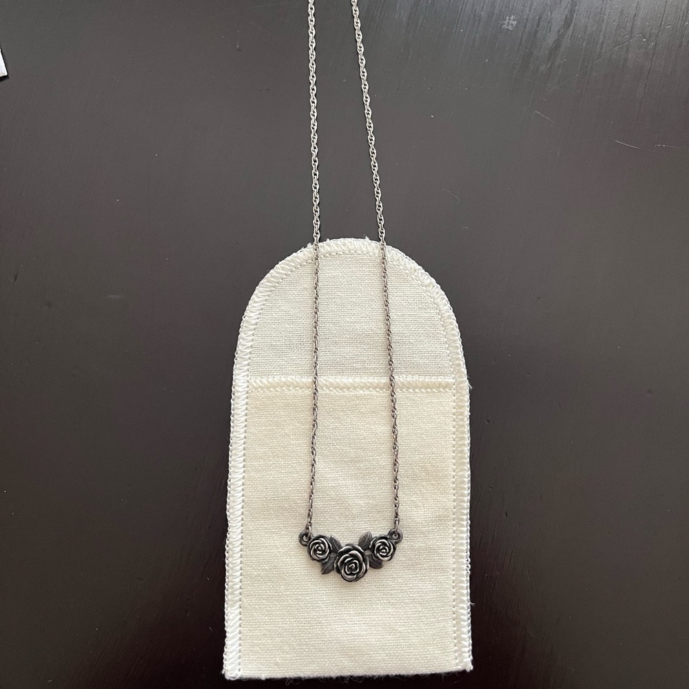 James Avery, three rose sterling silver necklace